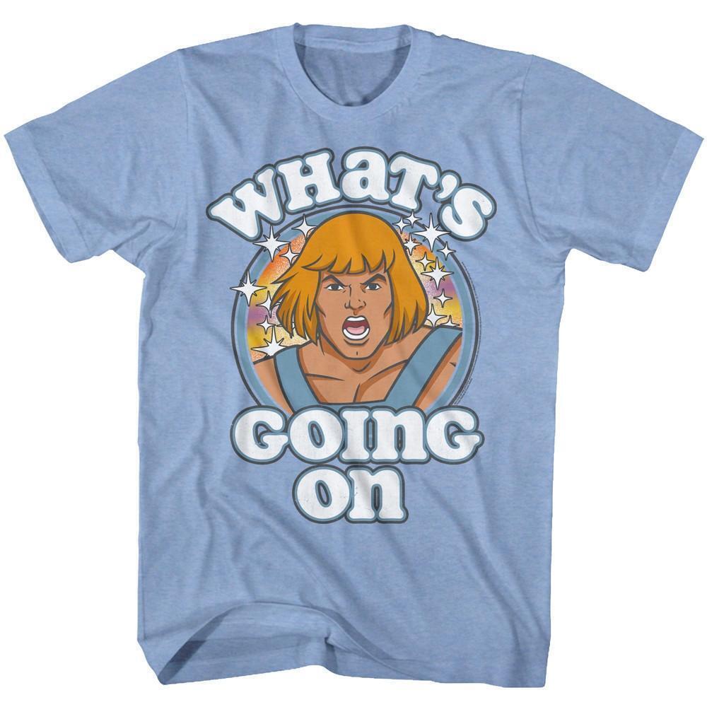 Masters Of The Universe Whats Going On Light Blue Heather Adult T Shirt